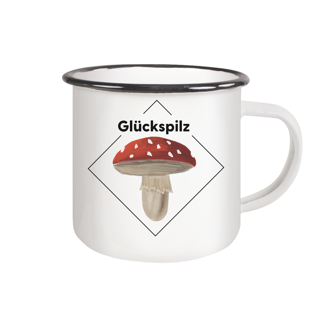 GLÜCKSPILZ - Emaille Tasse (Black)