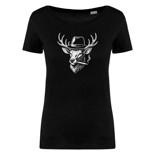 HIRSCH MIT HUT - Damen Bio T-Shirt