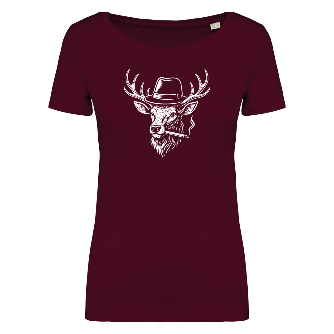 HIRSCH MIT HUT - Damen Bio T-Shirt