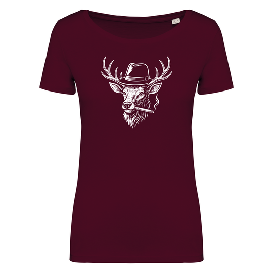 HIRSCH MIT HUT - Damen Bio T-Shirt
