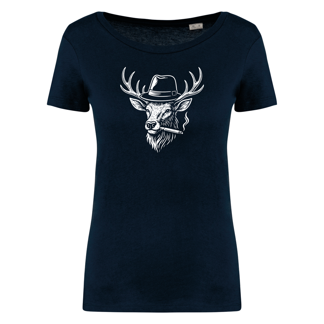 HIRSCH MIT HUT - Damen Bio T-Shirt