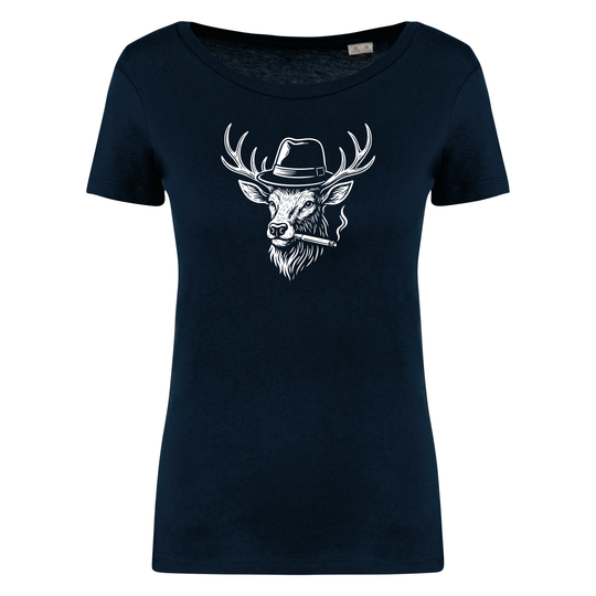 HIRSCH MIT HUT - Damen Bio T-Shirt