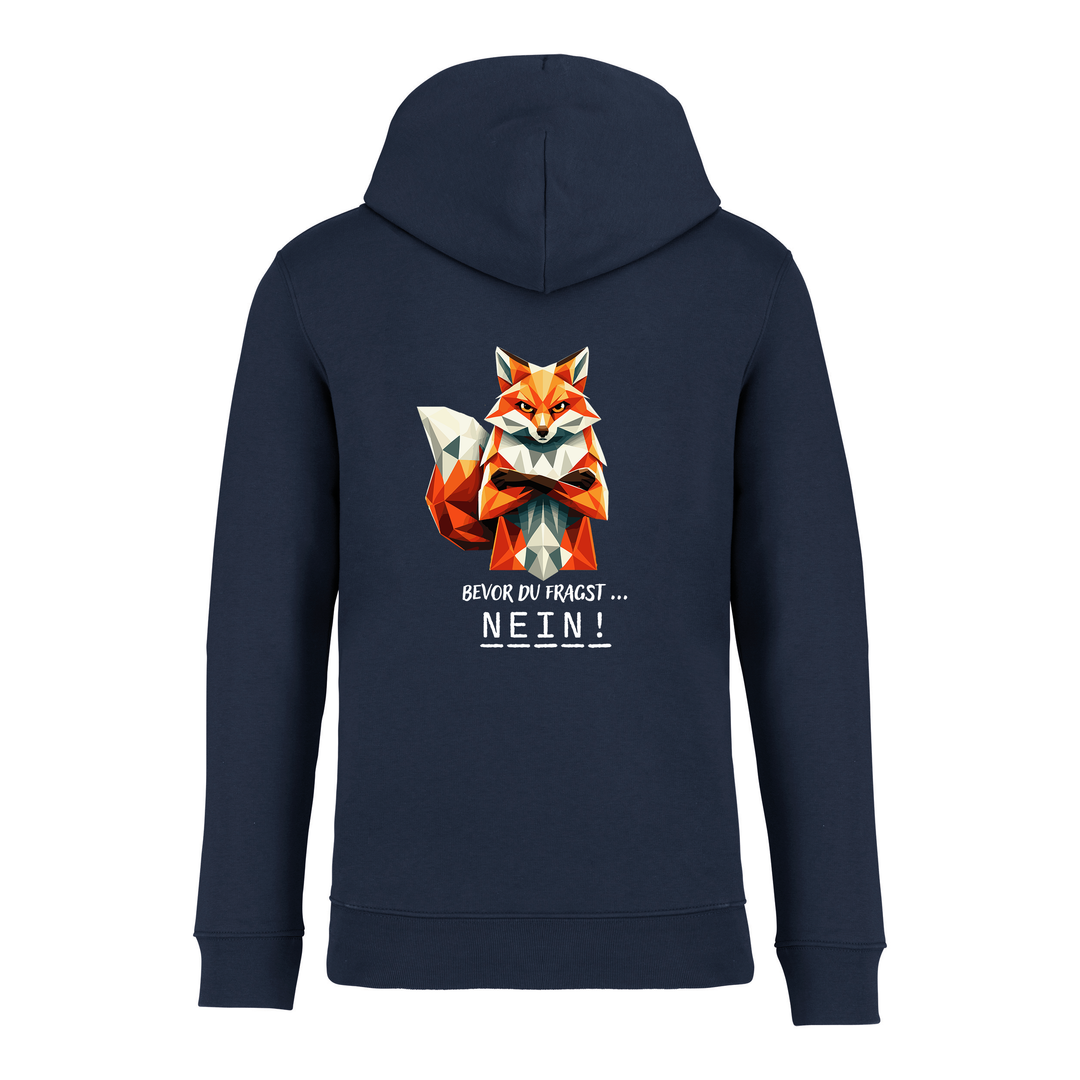 BEVOR DU FRAGST FUCHS (Rückendruck) - Bio-Hoodie Unisex