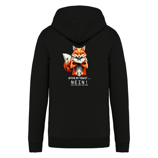 FUCHS NEIN (Rückendruck) - Bio Sweatjacke Unisex