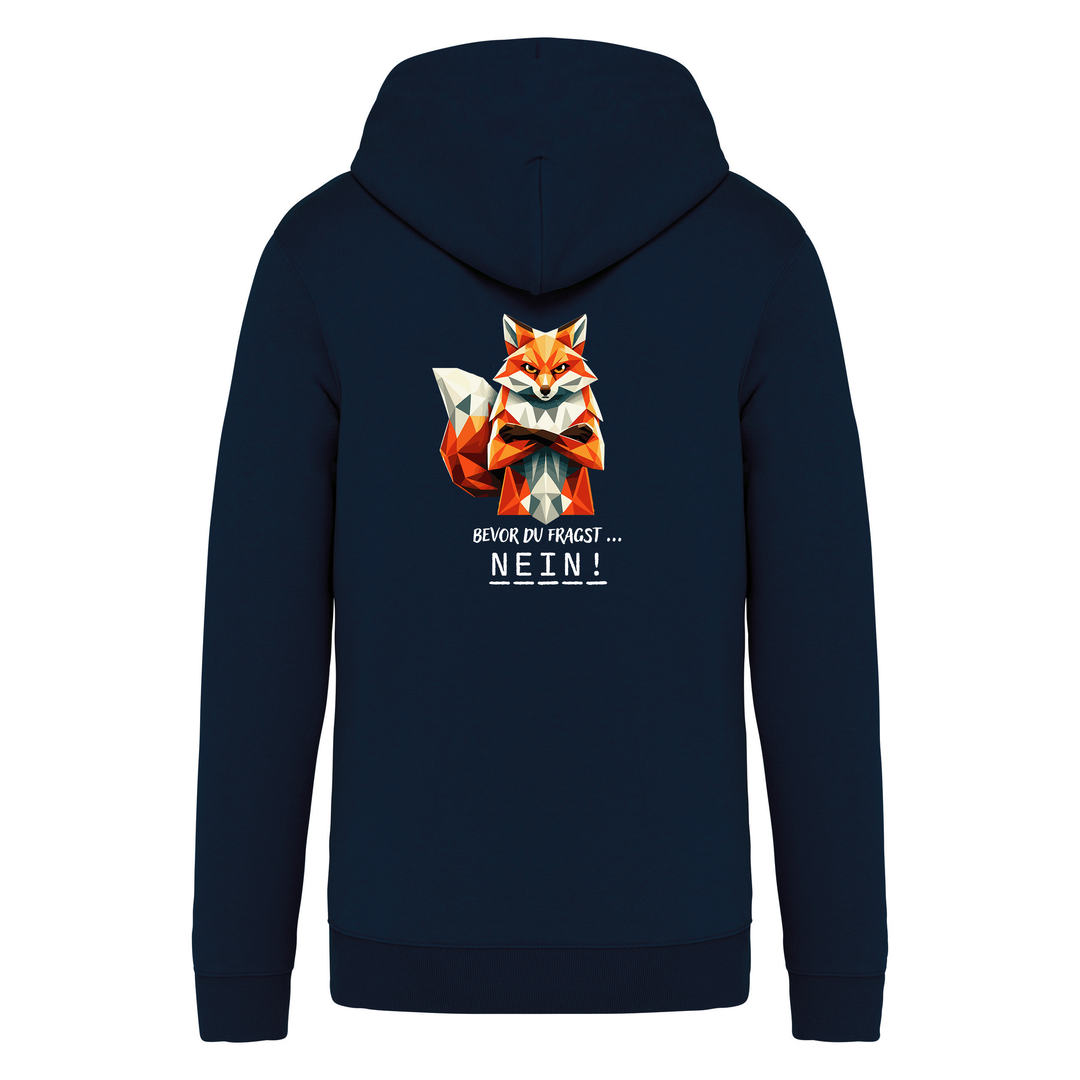 FUCHS NEIN (Rückendruck) - Bio Sweatjacke Unisex